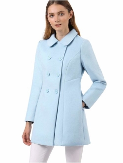 Women's Peter Pan Collar Double Breasted Winter Long Trench Pea Coat