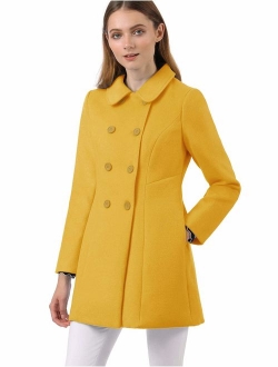 Women's Peter Pan Collar Double Breasted Winter Long Trench Pea Coat