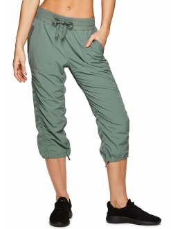 Active Women's Fashion Lightweight Woven Body Skimming Drawstring Capri Pant