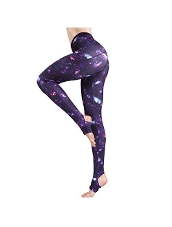 Witkey Printed Extra Long Women Yoga High Waist Tummy Control Compression Leggings Tummy Control Over The Heel Yoga Pants