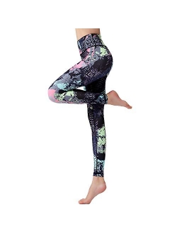 Witkey Printed Extra Long Women Yoga High Waist Tummy Control Compression Leggings Tummy Control Over The Heel Yoga Pants