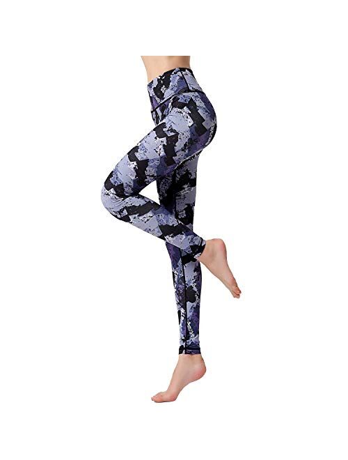 Witkey Printed Extra Long Women Yoga High Waist Tummy Control Compression Leggings Tummy Control Over The Heel Yoga Pants