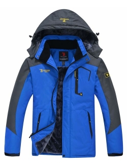 JINSHI Mens Mountain Waterproof Fleece Ski Jacket Windproof Rain Jacket