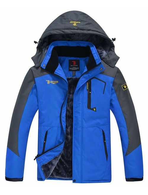 JINSHI Mens Mountain Waterproof Fleece Ski Jacket Windproof Rain Jacket