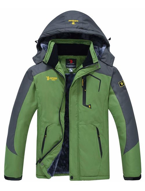 JINSHI Mens Mountain Waterproof Fleece Ski Jacket Windproof Rain Jacket