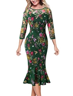 VFSHOW Womens Elegant Vintage Cocktail Party Mermaid Midi Mid-Calf Dress