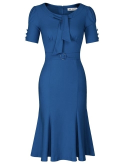 Women's Retro 1950s Style Short Sleeve Formal Dress