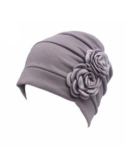 HONENNA Ruffle Chemo Turban Headband Scarf Beanie Cap Hat for Cancer Patient