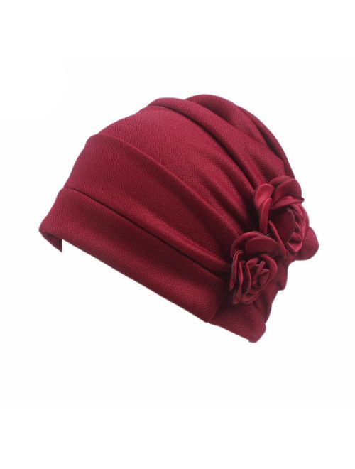 HONENNA Ruffle Chemo Turban Headband Scarf Beanie Cap Hat for Cancer Patient