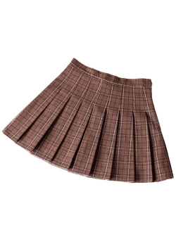 xxxiticat Women's Korean High Waist School Uniform Skorts Girls A Word Age College A Line Plaid Pleated Dance Wind Skirts