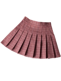 xxxiticat Women's Korean High Waist School Uniform Skorts Girls A Word Age College A Line Plaid Pleated Dance Wind Skirts