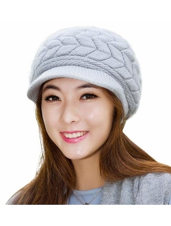 HINDAWI Womens Winter Hat Girls Warm Outdoor Wool Knit Crochet Snow Cap