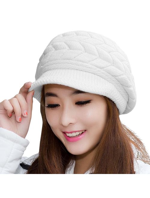 HINDAWI Womens Winter Hat Girls Warm Outdoor Wool Knit Crochet Snow Cap