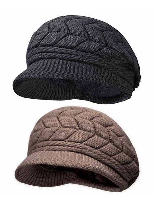 HINDAWI Womens Winter Hat Girls Warm Outdoor Wool Knit Crochet Snow Cap