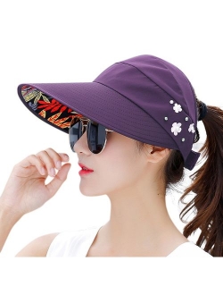 HINDAWI Sun Hats for Women Wide Brim Sun Hat UV Protection Caps Floppy Beach Packable Visor