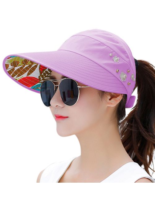 HINDAWI Sun Hats for Women Wide Brim Sun Hat UV Protection Caps Floppy Beach Packable Visor