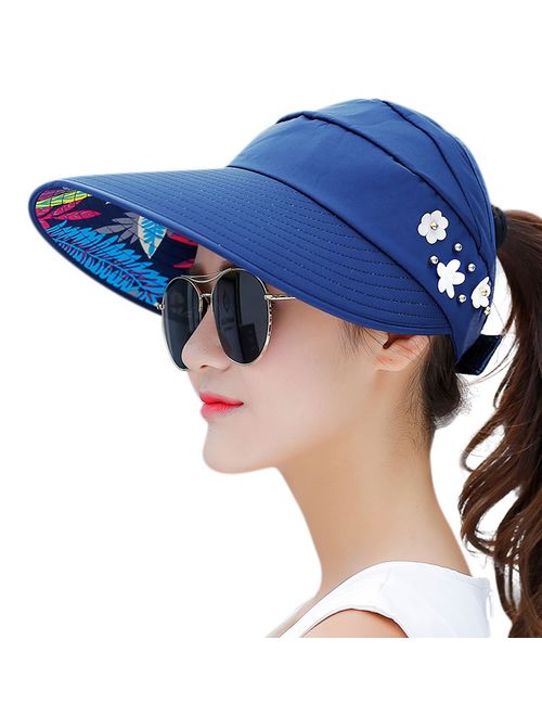 HINDAWI Sun Hats for Women Wide Brim Sun Hat UV Protection Caps Floppy Beach Packable Visor