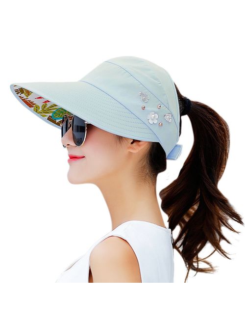 HINDAWI Sun Hats for Women Wide Brim Sun Hat UV Protection Caps Floppy Beach Packable Visor