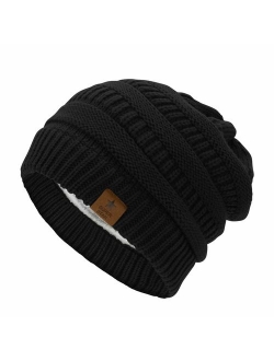 Durio Womens Knit Beanie Winter Thick Solid Fleece Lined Beanie Hats for Women Men Unisex Warm Skiing Beanies