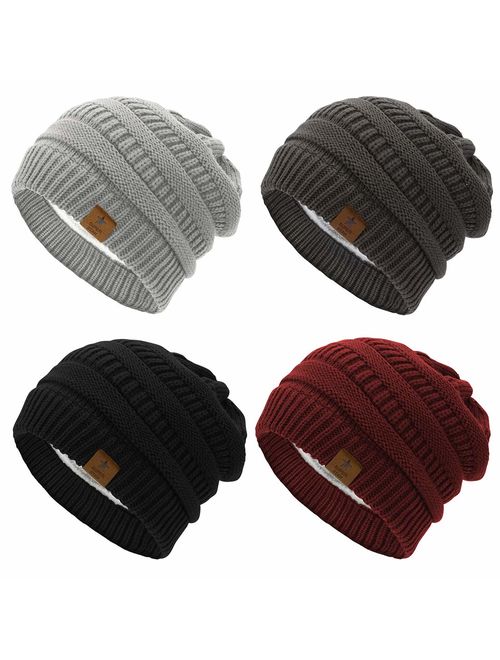 Durio Womens Knit Beanie Winter Thick Solid Fleece Lined Beanie Hats for Women Men Unisex Warm Skiing Beanies