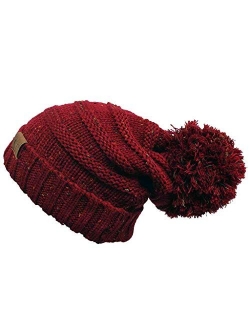 Hatsandscarf CC Exclusives Unisex Oversized Slouchy Beanie with Pom (HAT-6242POM)