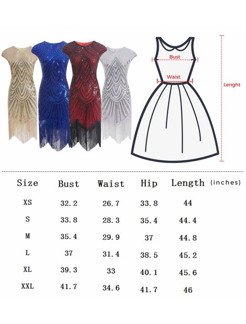 Women 1920s Vintage Flapper Fringe Beaded Gatsby Party Dress with 20s Accessories Set