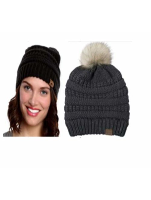 Loritta Womens Winter Beanie Hat Warm Knitted Slouchy Wool Hats Cap with Visor