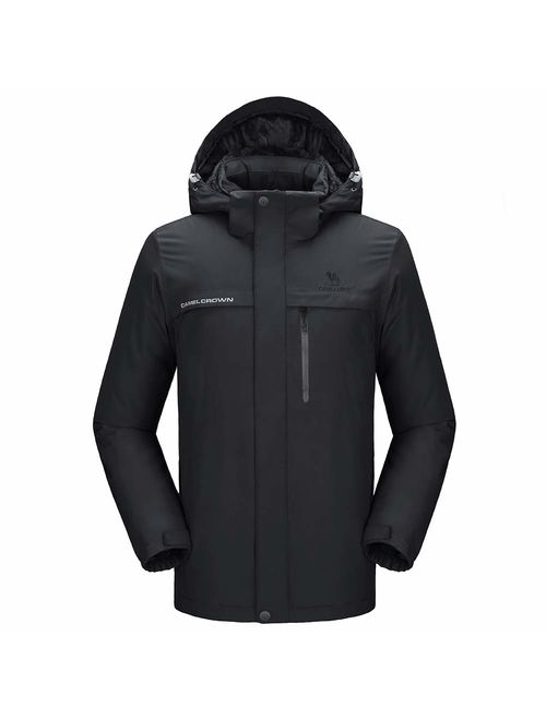 CAMEL CROWN Mountain Snow Waterproof Ski Jacket Detachable Hood Windproof Fleece Parka Rain Jacket Winter Coat