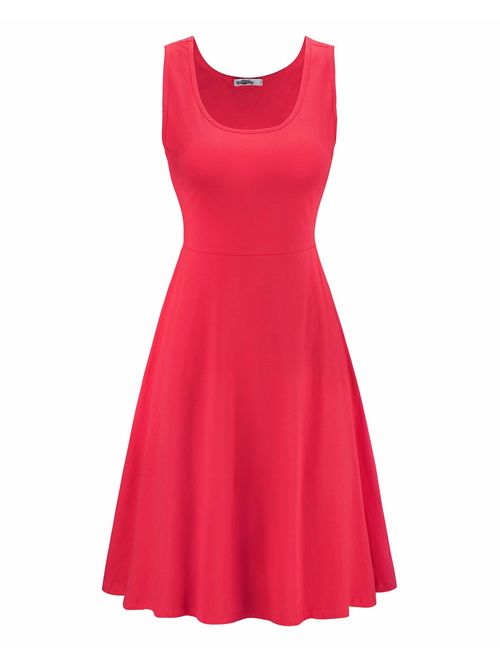 STYLEWORD Women's Sleeveless Casual Cotton Flare Dress