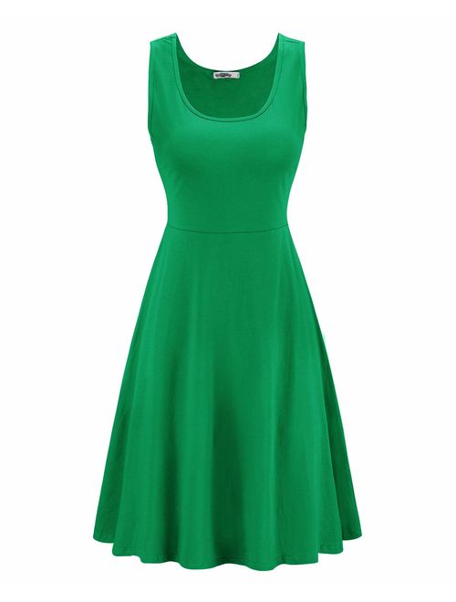 STYLEWORD Women's Sleeveless Casual Cotton Flare Dress