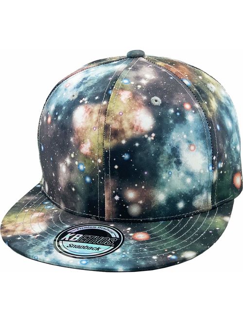 Galaxy Leaf Hologram Floral Aztec Bandana Print Brim Snapback Hat Baseball Cap