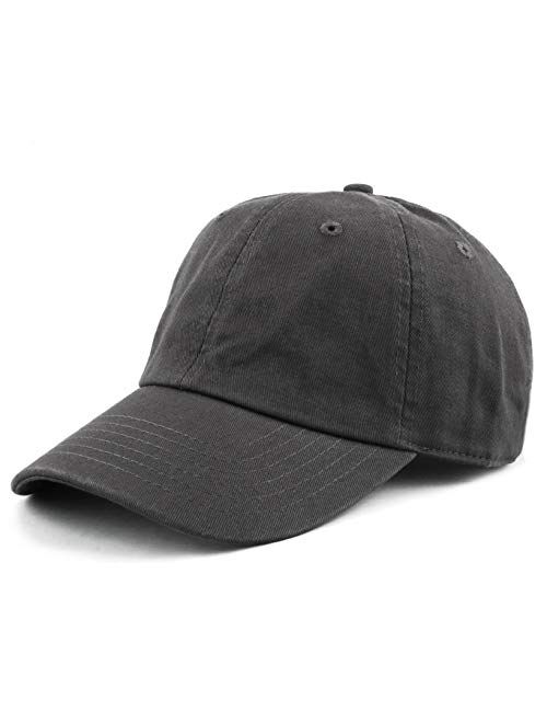 The Hat Depot Unisex Blank Washed Low Profile Organic Cotton and Denim Dad Hat Baseball Cap