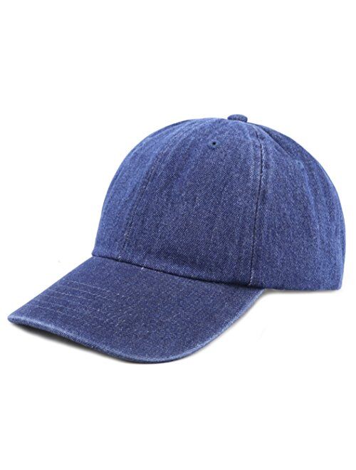 The Hat Depot Unisex Blank Washed Low Profile Organic Cotton and Denim Dad Hat Baseball Cap