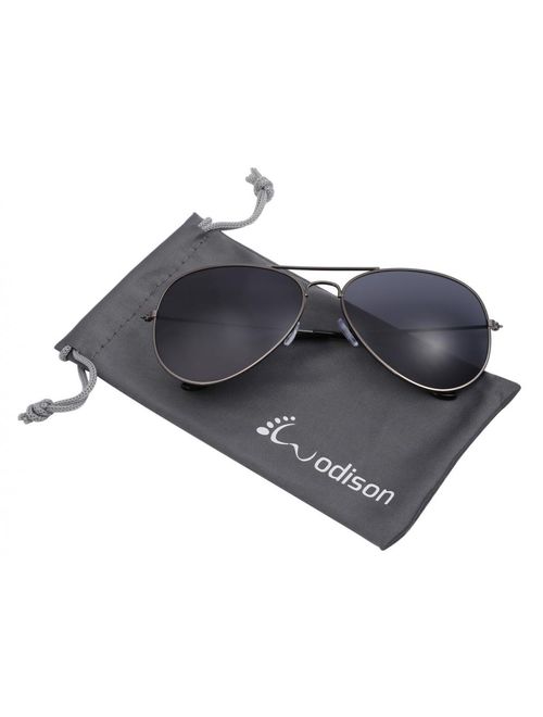 WODISON Vintage Mirrored Aviator Sunglasses for Women Men Reflective Lens Metal Frame