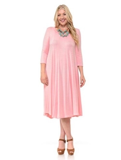 Pastel by Vivienne Women's A-Line Trapeze Midi Dress Plus Size - Made in USA