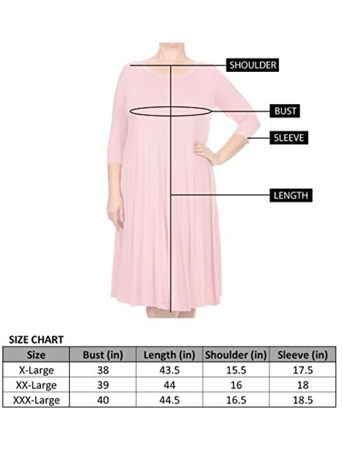 Pastel by Vivienne Women's A-Line Trapeze Midi Dress Plus Size - Made in USA