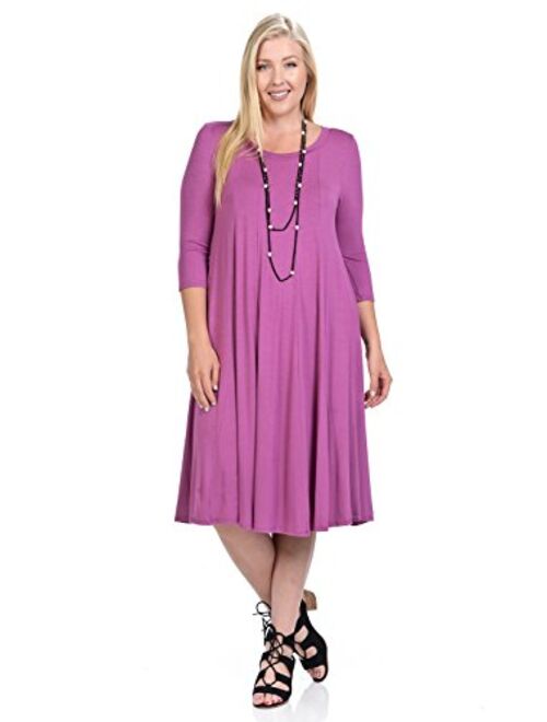 Pastel by Vivienne Women's A-Line Trapeze Midi Dress Plus Size - Made in USA