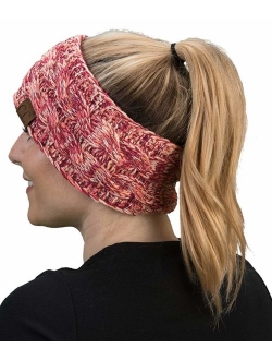 Funky Junque Cable Knit Fuzzy Lined Head Wrap Headband Ear Warmer