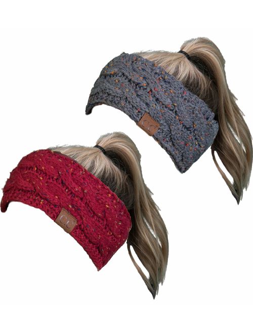 Funky Junque Cable Knit Fuzzy Lined Head Wrap Headband Ear Warmer