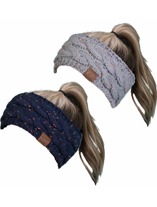 Funky Junque Cable Knit Fuzzy Lined Head Wrap Headband Ear Warmer