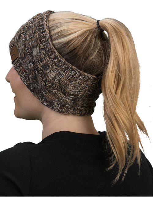 Funky Junque Cable Knit Fuzzy Lined Head Wrap Headband Ear Warmer