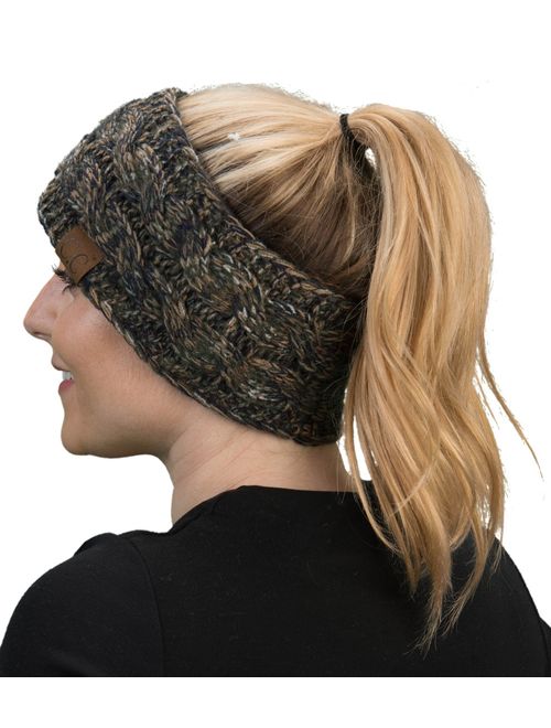 Funky Junque Cable Knit Fuzzy Lined Head Wrap Headband Ear Warmer