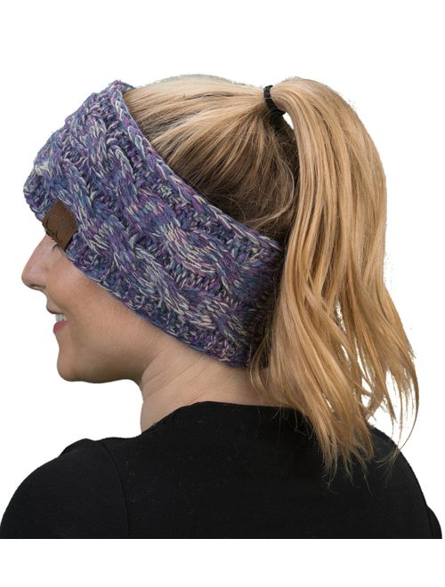 Funky Junque Cable Knit Fuzzy Lined Head Wrap Headband Ear Warmer