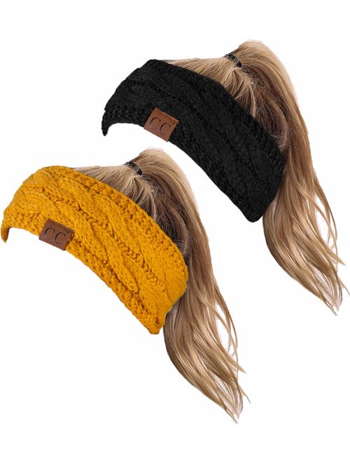 Funky Junque Cable Knit Fuzzy Lined Head Wrap Headband Ear Warmer