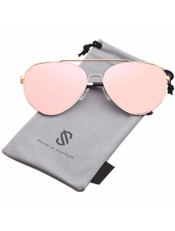 Oversized Aviator Sunglasses Mirrored Flat Lens for Men Women UV400 SJ1083