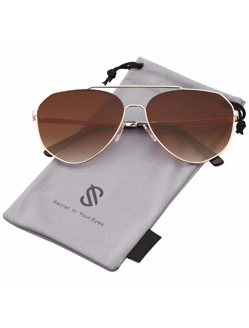 SOJOS Oversized Aviator Sunglasses Mirrored Flat Lens for Men Women UV400 SJ1083