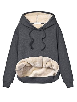 Yeokou Women's Winter Hoodies Pullover Sherpa Fleece Warm Heavyweight Sweatshirt