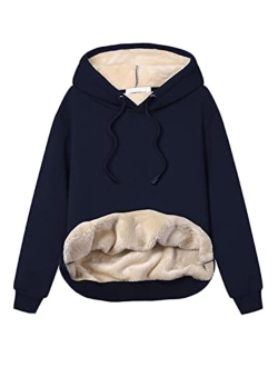 Yeokou Women's Winter Hoodies Pullover Sherpa Fleece Warm Heavyweight Sweatshirt