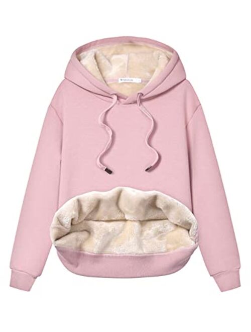 Yeokou Women's Winter Hoodies Pullover Sherpa Fleece Warm Heavyweight Sweatshirt