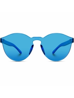 WearMe Pro - Colorful One Piece Transparent Round Super Retro Sunglasses